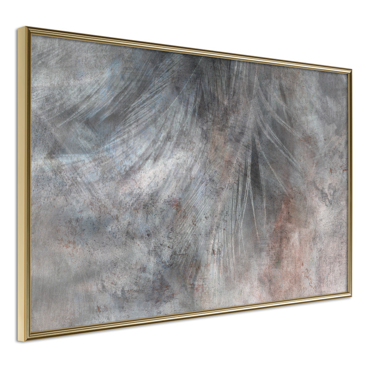 Wall Poster Gray Feather - abstract composition of feathers on a concrete texture 135790 additionalImage 18
