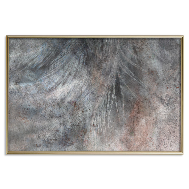 Wall Poster Gray Feather - abstract composition of feathers on a concrete texture 135790 additionalImage 12