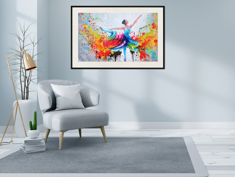 Poster Colorful Ballerina - colorful composition with the silhouette of a dancing woman 136990 additionalImage 27