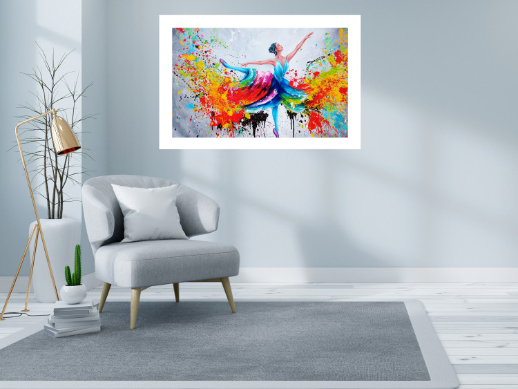 Poster Colorful Ballerina - colorful composition with the silhouette of a dancing woman 136990 additionalImage 12