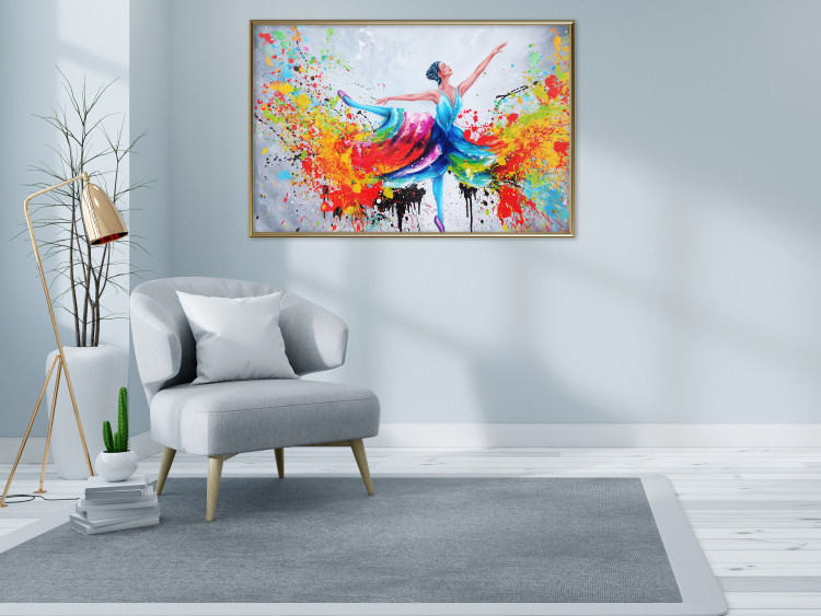 Poster Colorful Ballerina - colorful composition with the silhouette of a dancing woman 136990 additionalImage 15