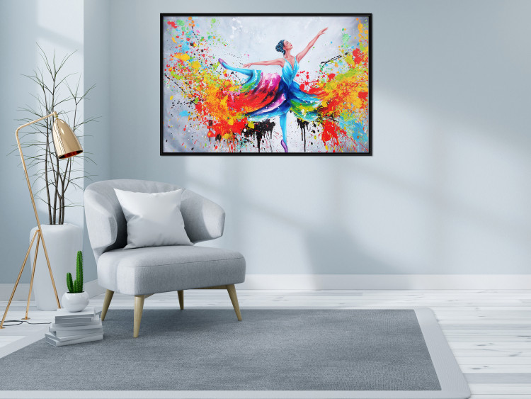 Poster Colorful Ballerina - colorful composition with the silhouette of a dancing woman 136990 additionalImage 17