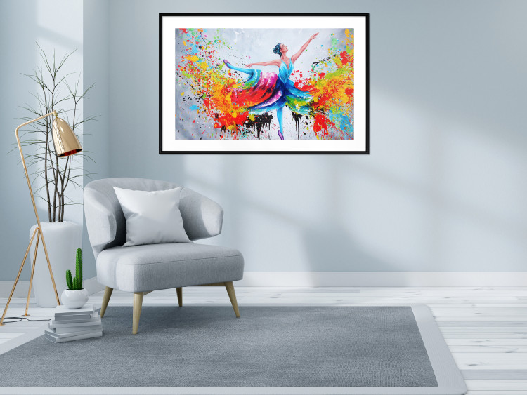 Poster Colorful Ballerina - colorful composition with the silhouette of a dancing woman 136990 additionalImage 14