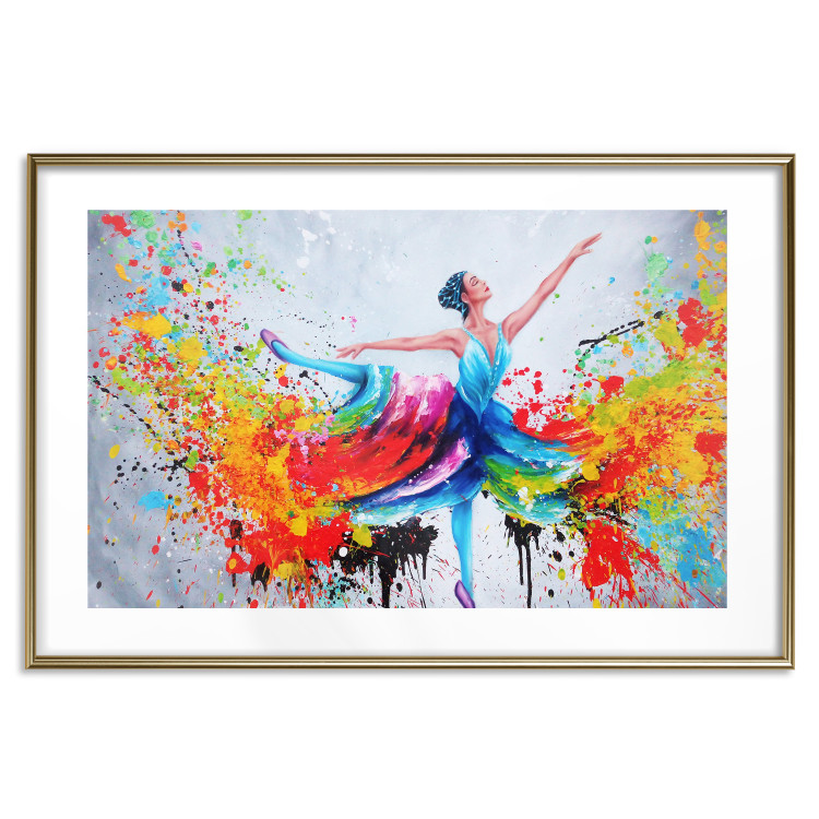Poster Colorful Ballerina - colorful composition with the silhouette of a dancing woman 136990 additionalImage 11