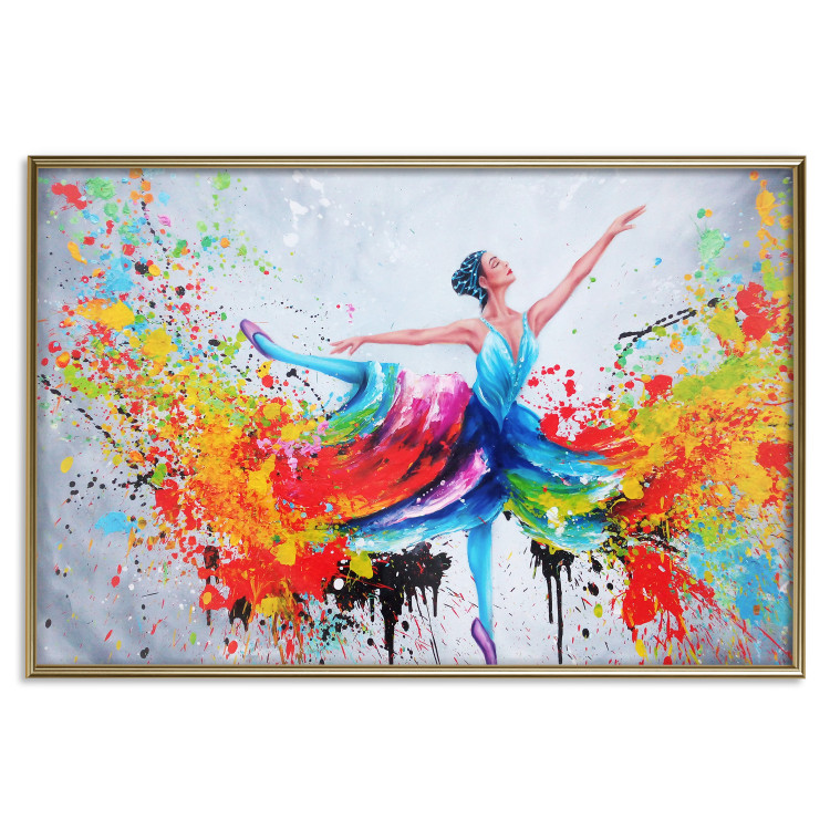 Poster Colorful Ballerina - colorful composition with the silhouette of a dancing woman 136990 additionalImage 2