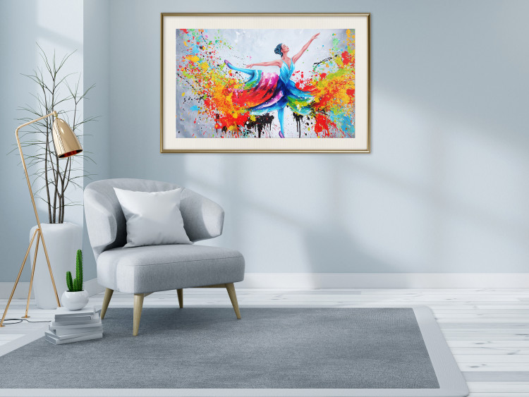 Poster Colorful Ballerina - colorful composition with the silhouette of a dancing woman 136990 additionalImage 8