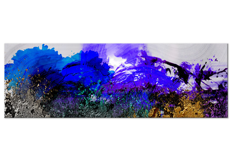 Canvas Print Blue Trace (1-piece) Narrow - abstraction with purple accent 142290