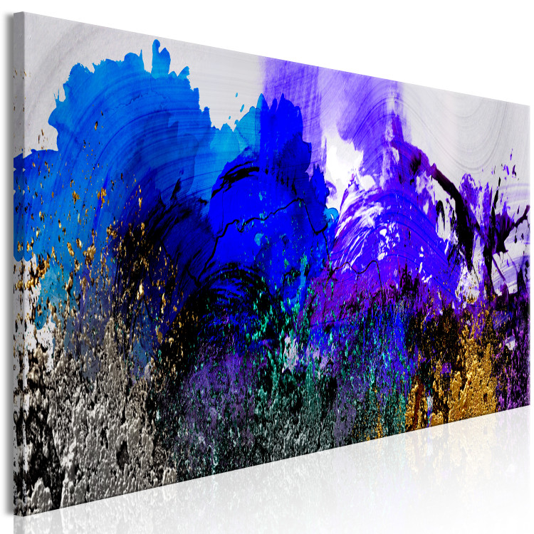 Canvas Print Blue Trace (1-piece) Narrow - abstraction with purple accent 142290 additionalImage 2