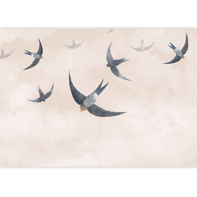 Wall Mural Birds in flight - animals on a background of calm sky in shades of pink 143790 additionalImage 3