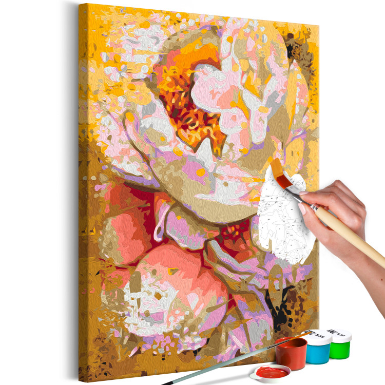Paint by Number Kit White Flowers - Blooming Bright Camellia on a Golden Abstract Background 146190 additionalImage 5