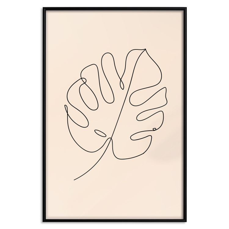 Wall Poster Linear Monstera - Minimalist Delicate Leaf on a Beige Background 146390 additionalImage 26