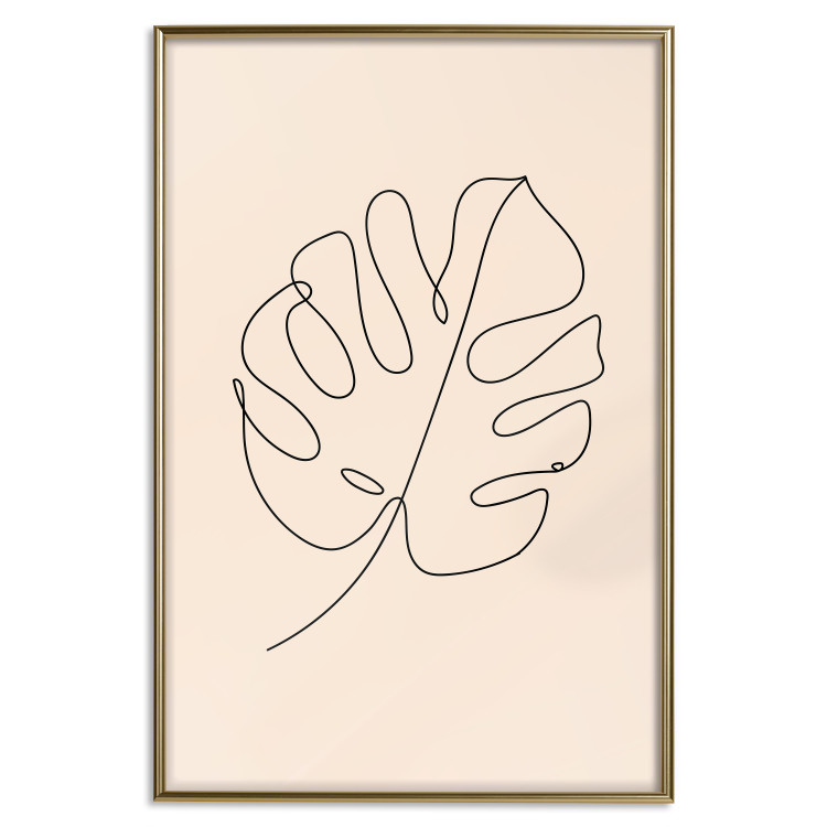 Wall Poster Linear Monstera - Minimalist Delicate Leaf on a Beige Background 146390 additionalImage 18