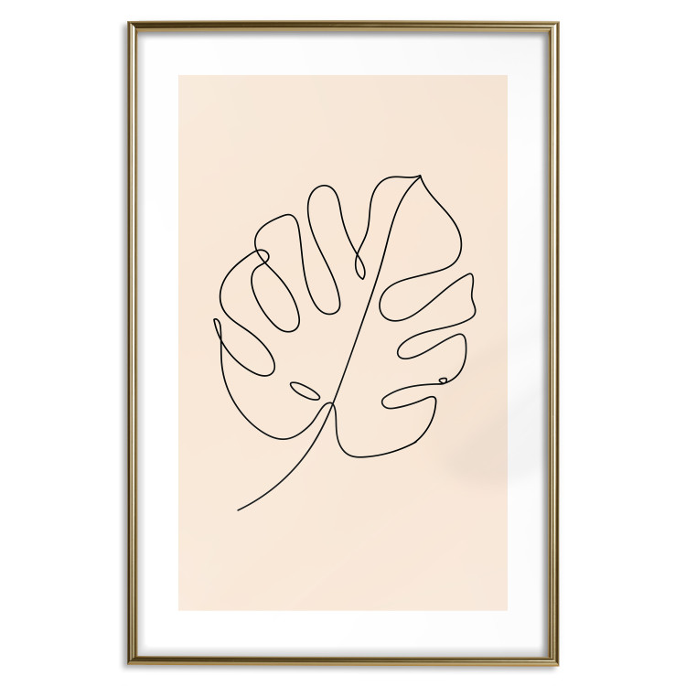 Wall Poster Linear Monstera - Minimalist Delicate Leaf on a Beige Background 146390 additionalImage 24
