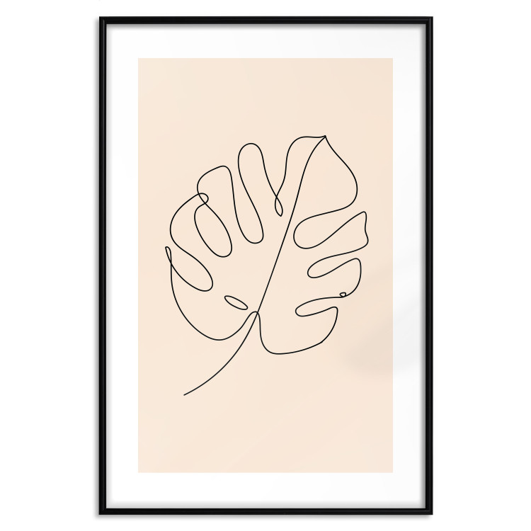 Wall Poster Linear Monstera - Minimalist Delicate Leaf on a Beige Background 146390 additionalImage 22