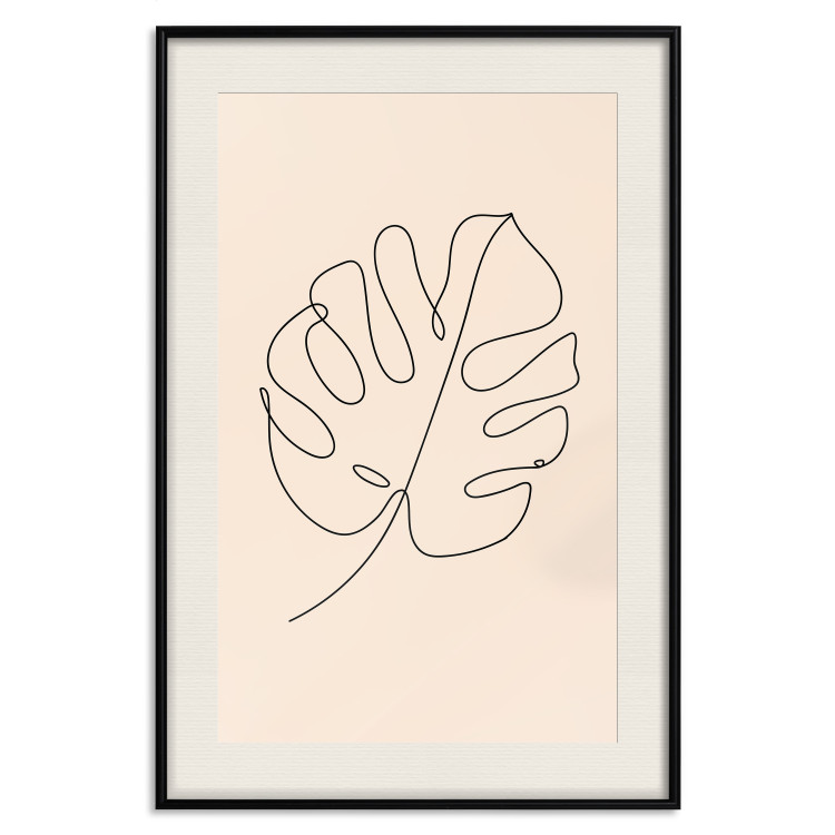 Wall Poster Linear Monstera - Minimalist Delicate Leaf on a Beige Background 146390 additionalImage 25