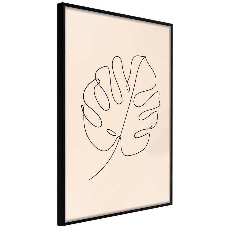 Wall Poster Linear Monstera - Minimalist Delicate Leaf on a Beige Background 146390 additionalImage 5