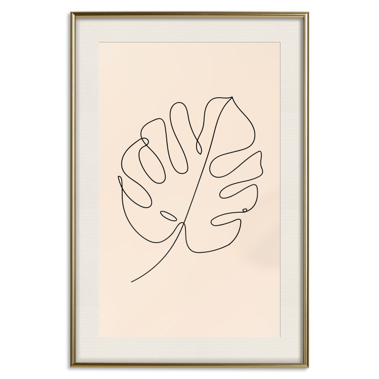 Wall Poster Linear Monstera - Minimalist Delicate Leaf on a Beige Background 146390 additionalImage 27