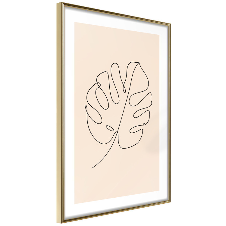 Wall Poster Linear Monstera - Minimalist Delicate Leaf on a Beige Background 146390 additionalImage 7