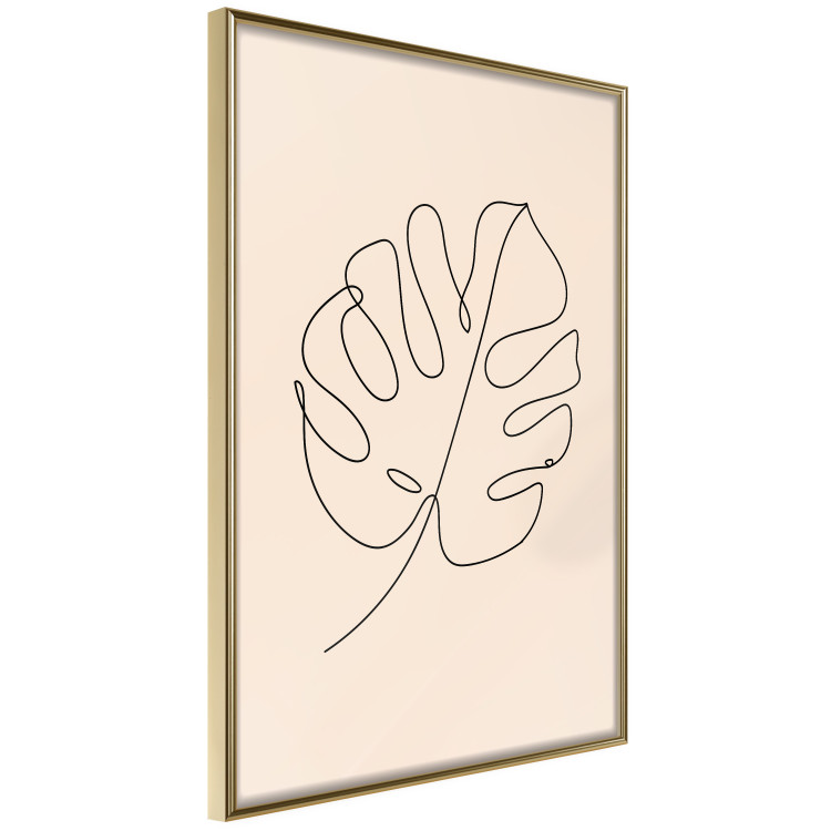 Wall Poster Linear Monstera - Minimalist Delicate Leaf on a Beige Background 146390 additionalImage 6