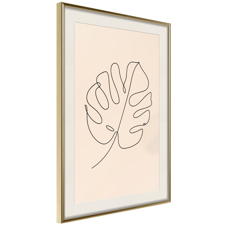Wall Poster Linear Monstera - Minimalist Delicate Leaf on a Beige Background 146390 additionalImage 10