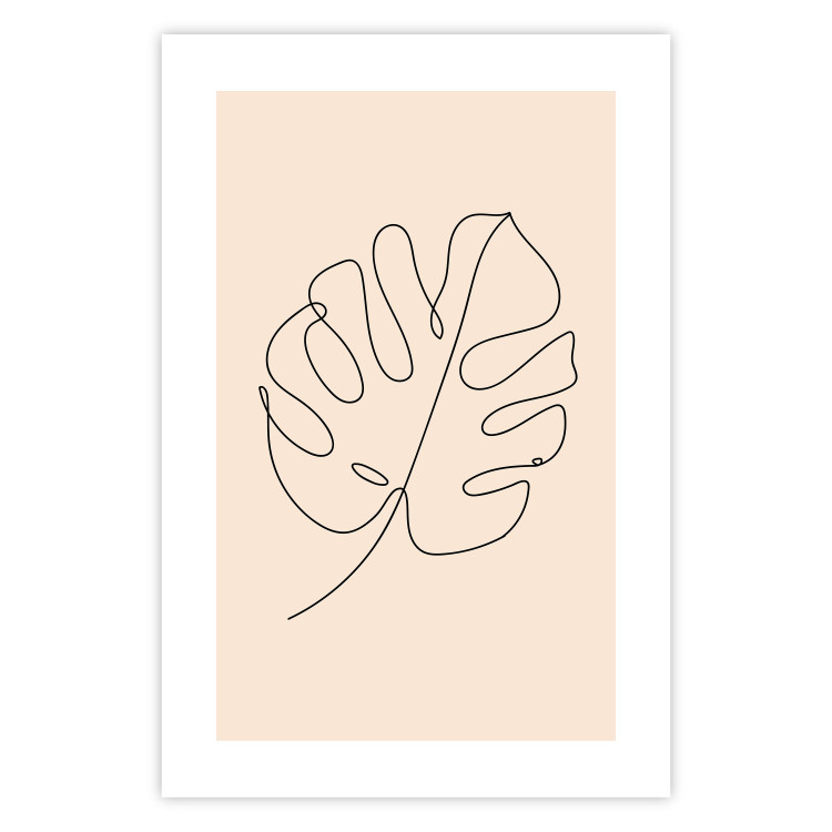 Wall Poster Linear Monstera - Minimalist Delicate Leaf on a Beige Background 146390 additionalImage 23