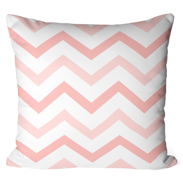 Decorative Microfiber Pillow Pink zigzags - composition with motif depicted on a white background cushions 146990