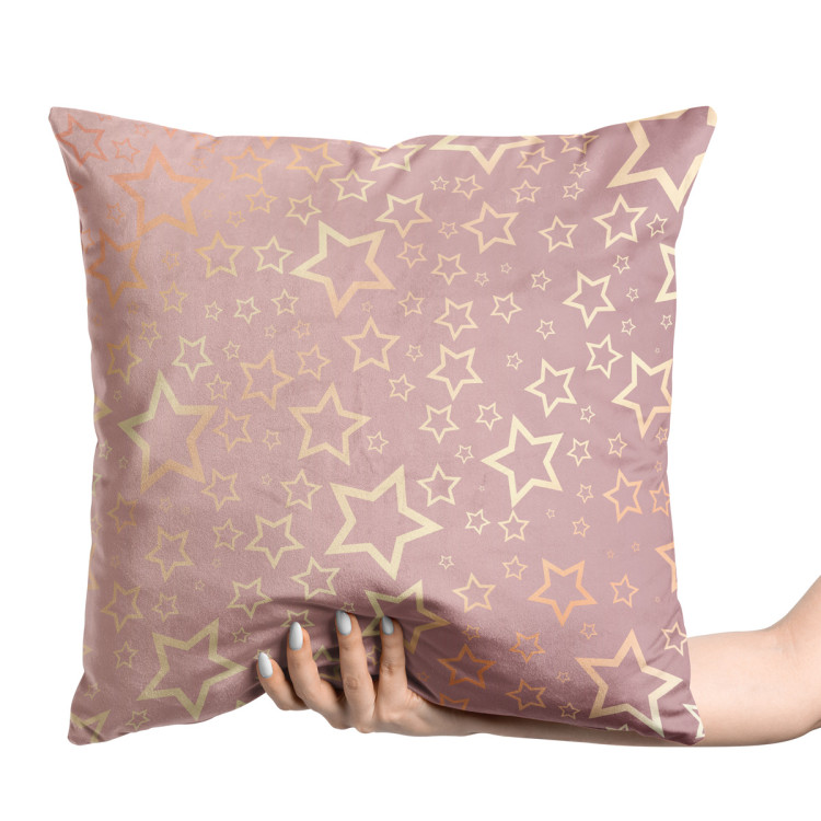 Decorative Velor Pillow Sweet dreams - a subtle pattern of gold stars on a pink background 147090 additionalImage 3
