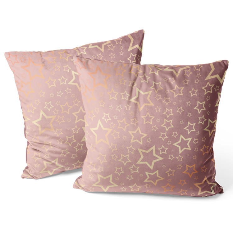 Decorative Velor Pillow Sweet dreams - a subtle pattern of gold stars on a pink background 147090 additionalImage 2