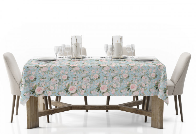 Tablecloth Elusive painting - roses in cottagecore style on blue background 147290 additionalImage 2