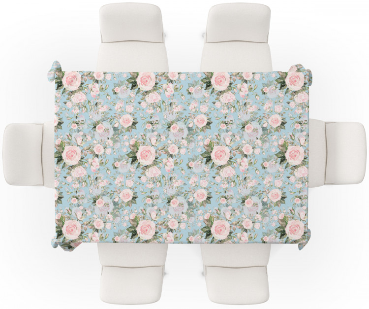 Tablecloth Elusive painting - roses in cottagecore style on blue background 147290 additionalImage 3