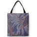 Shopping Bag Gold leafing - graphic floral motif with leaves in linear art 147590