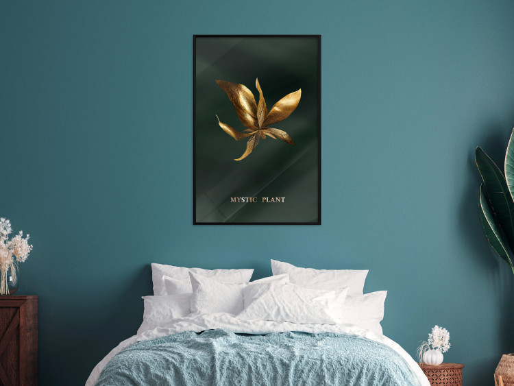 Wall Poster Shimmering Plant - Flower on a Green Silky Background 148890 additionalImage 15