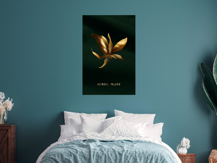 Wall Poster Shimmering Plant - Flower on a Green Silky Background 148890 additionalImage 13