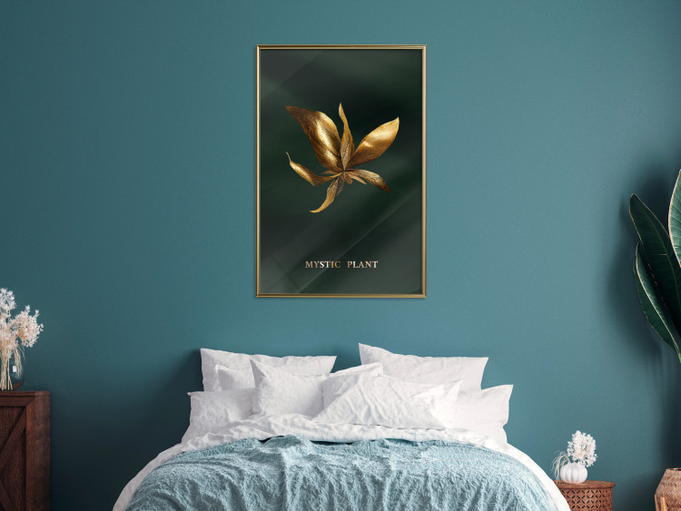 Wall Poster Shimmering Plant - Flower on a Green Silky Background 148890 additionalImage 14