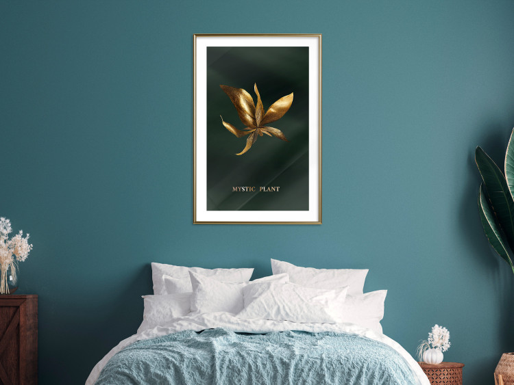 Wall Poster Shimmering Plant - Flower on a Green Silky Background 148890 additionalImage 18