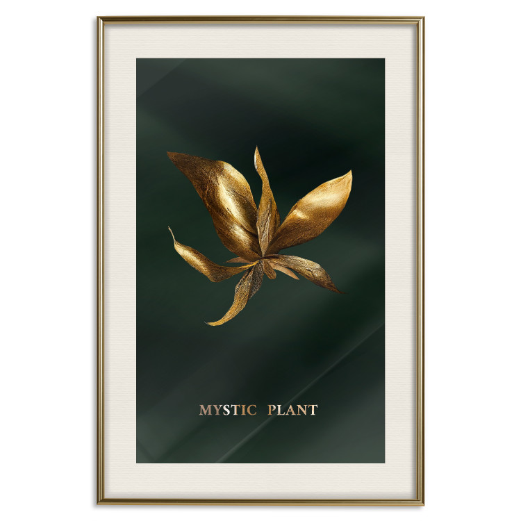 Wall Poster Shimmering Plant - Flower on a Green Silky Background 148890 additionalImage 2