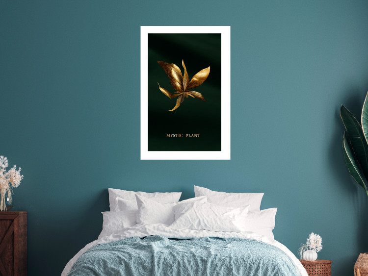 Wall Poster Shimmering Plant - Flower on a Green Silky Background 148890 additionalImage 12