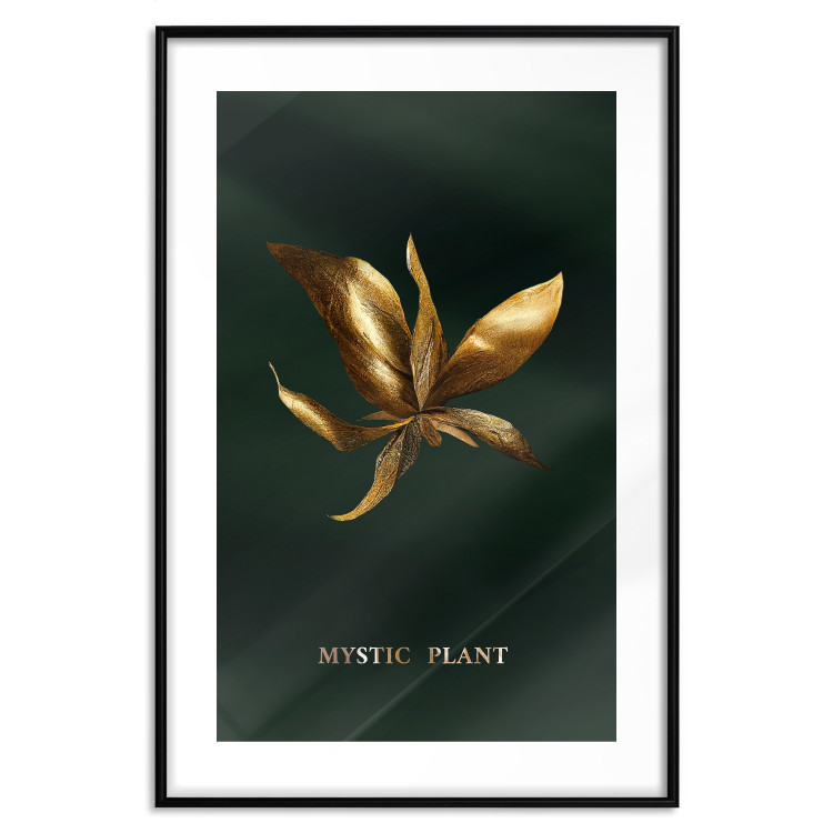 Wall Poster Shimmering Plant - Flower on a Green Silky Background 148890 additionalImage 25