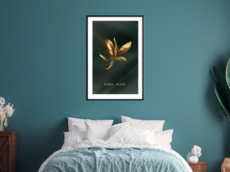 Wall Poster Shimmering Plant - Flower on a Green Silky Background 148890 additionalImage 16