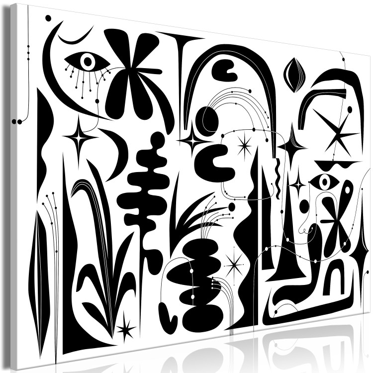 Canvas Print Abstraction - Composition of Black Geometric Shapes on a White Background 150390 additionalImage 2