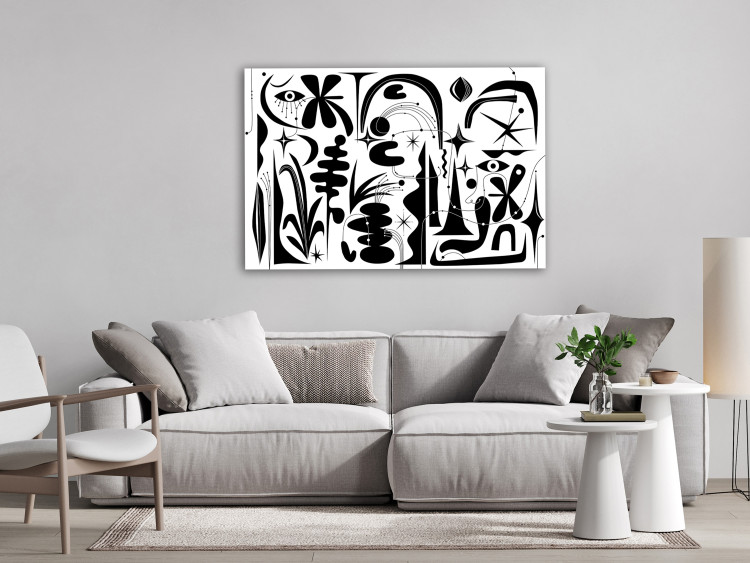 Canvas Print Abstraction - Composition of Black Geometric Shapes on a White Background 150390 additionalImage 3