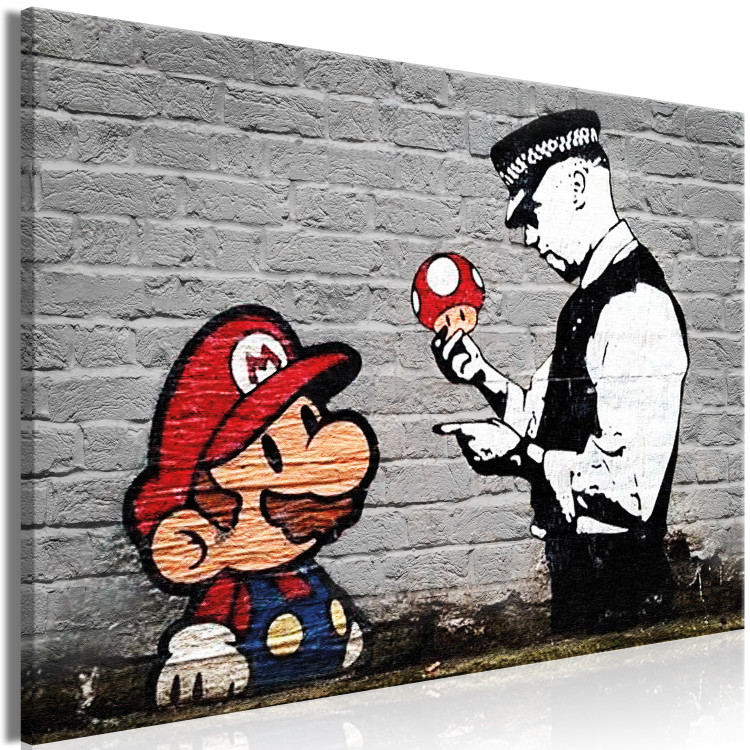Large canvas print Mario and Cop by Banksy [Large Format] 150590 additionalImage 2