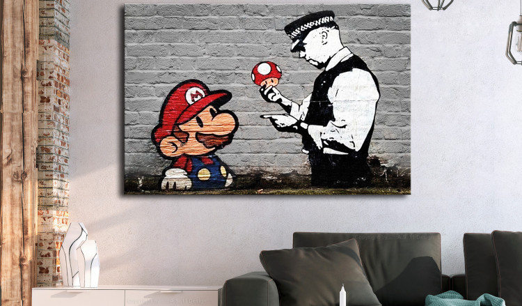 Large canvas print Mario and Cop by Banksy [Large Format] 150590 additionalImage 5