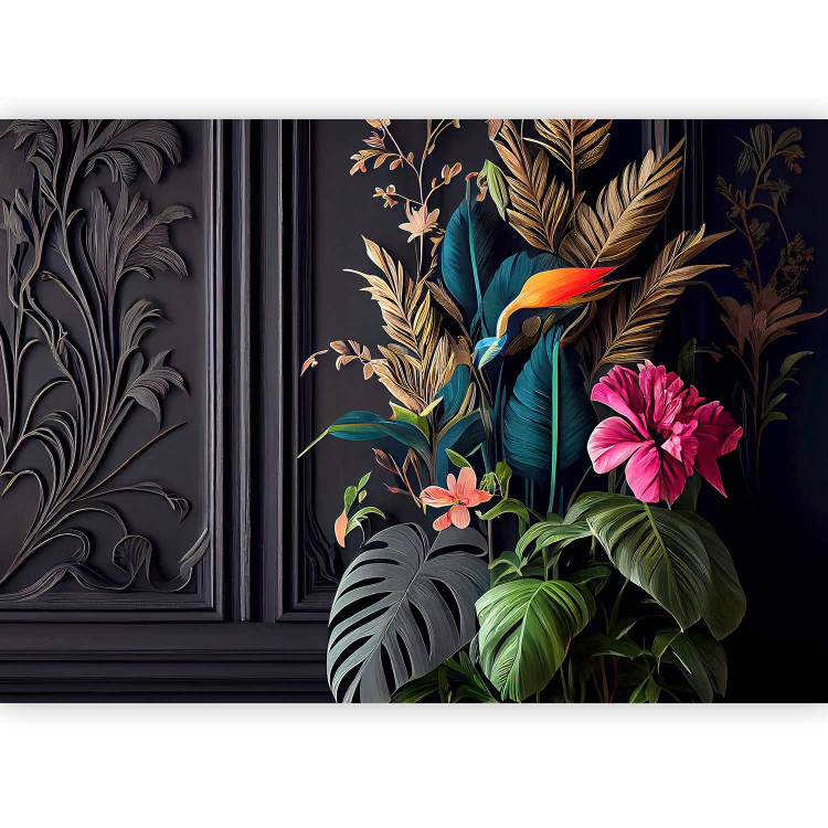 Wall Mural Flowers and ornament - colorful exotic composition on a dark background 150890 additionalImage 1
