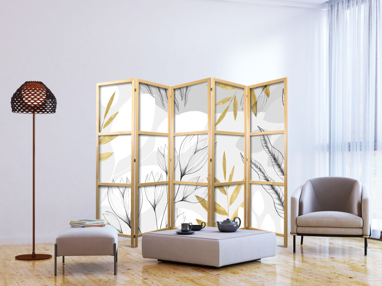 Room Divider Spring Abstraction - Leaves and Flowers With Gold Elements II [Room Dividers] 150990 additionalImage 6