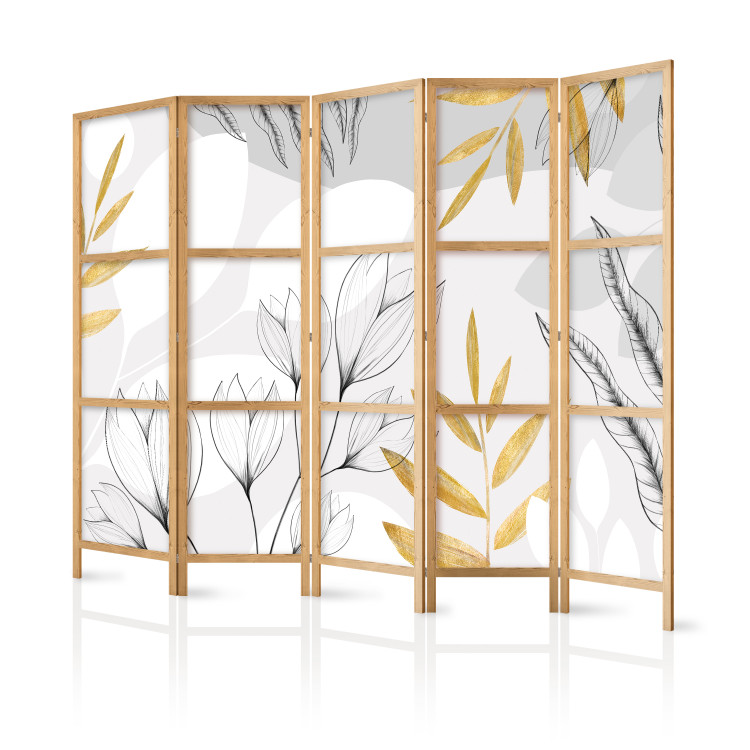 Room Divider Spring Abstraction - Leaves and Flowers With Gold Elements II [Room Dividers] 150990 additionalImage 5