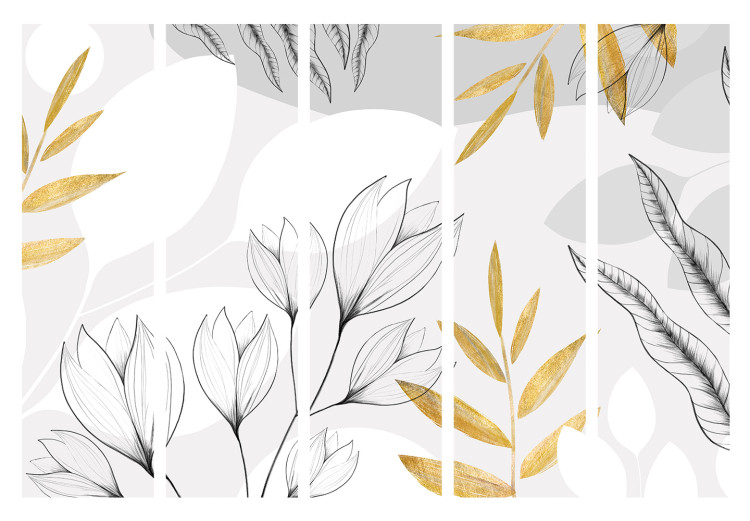 Room Divider Spring Abstraction - Leaves and Flowers With Gold Elements II [Room Dividers] 150990 additionalImage 7