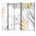 Room Divider Spring Abstraction - Leaves and Flowers With Gold Elements II [Room Dividers] 150990