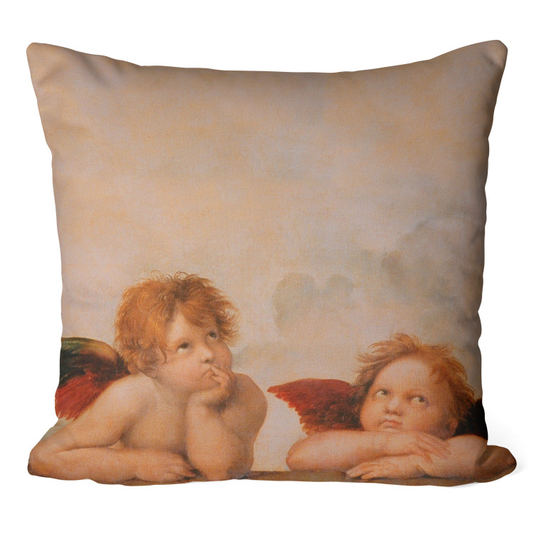 Decorative Microfiber Pillow Pensive Angels - Composition With Two Winged Figures 151290