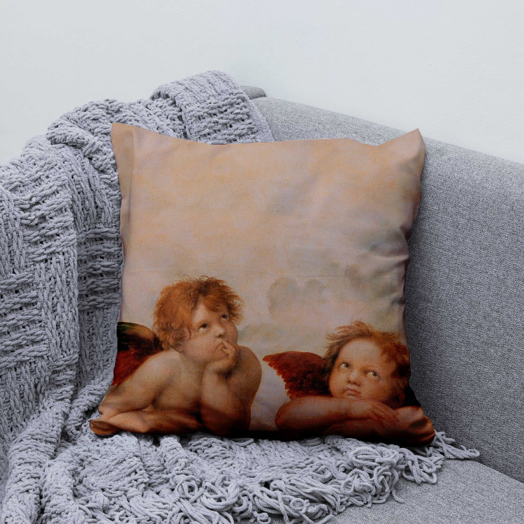 Decorative Microfiber Pillow Pensive Angels - Composition With Two Winged Figures 151290 additionalImage 3